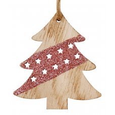 Χριστουγεννιάτικο Ξύλινο Δεντράκι με Αστεράκια (11cm)